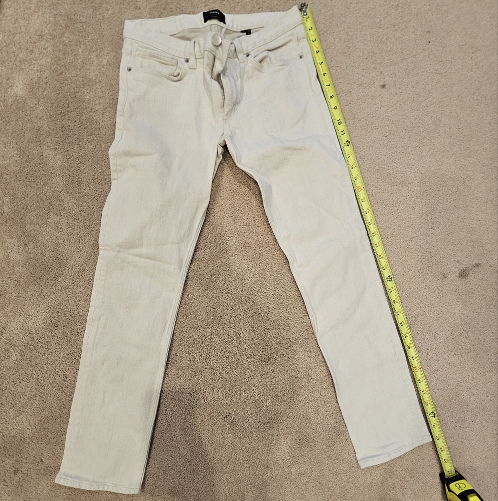 Mens Theory Cream Denim Pants
